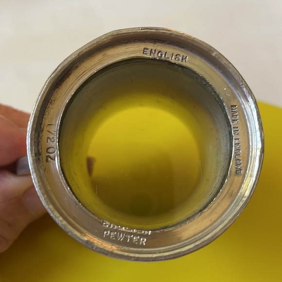 VTG made in England Pewter Glass bottom 1 1/2 oz measuring cup - Picture 6 of 10